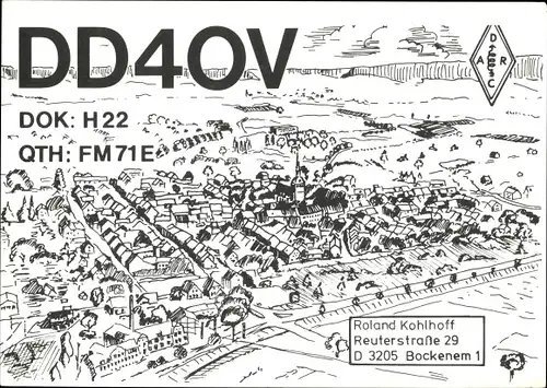Ak Radio, DD4OV, DOK H22, QTH FM71E, Roland Kohlhoff, Bockenem, Reuterstraße 29