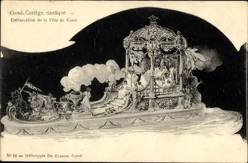 Litho Gand Gent Ostflandern, Embarcation de la Ville de Gand, Cortege Nautique 18.06.1905