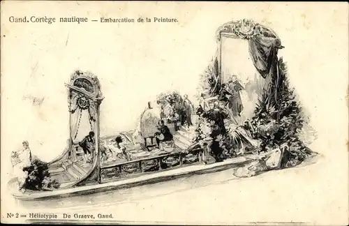 Litho Gand Gent Ostflandern, Embarcation de la Peinture, Cortege Nautique 18.06.1905