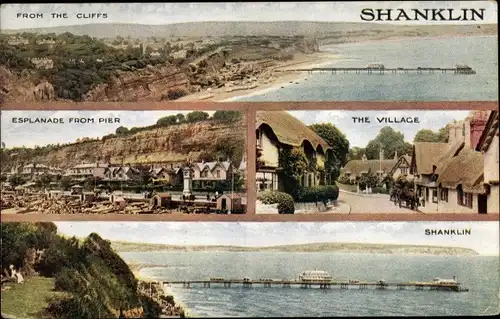 Ak Shanklin Isle of Wight England, Cliffs, Esplanade from Pier, Village