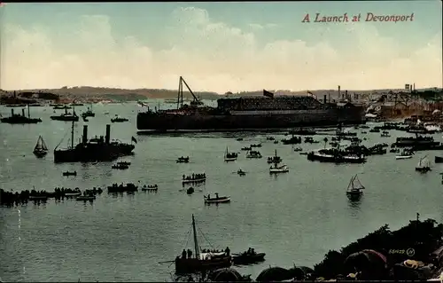 Ak Devonport Plymouth Devon England, Steamer, Launch