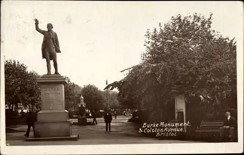 Ak Bristol South West England, Burke Monument, Colston Avenue