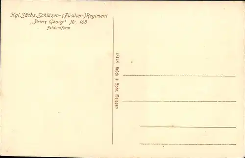 Ak Deutsche Soldaten, Kaiserreich, Kgl Sächs Schützen Füsilier Regt Nr 108 Prinz Georg