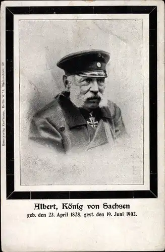 Ak König Albert von Sachsen, Portrait, Eisernes Kreuz, 23.04.1828 - 19.06.1902