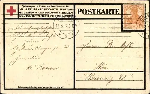 Künstler Ak Erster Weltkrieg, Deutscher Soldat steht Wache, Gewehr
