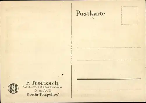 Künstler Ak Lüdke, E., Berlin Tempelhof, Seil- und Kabelwerke F. Troitzsch, Spill, rangieren