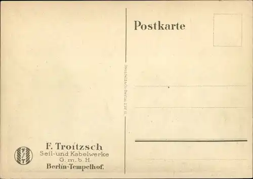 Künstler Ak Lüdke, E., Berlin Tempelhof, Seil- und Kabelwerke F. Troitzsch, Funkturm, Gewittersturm