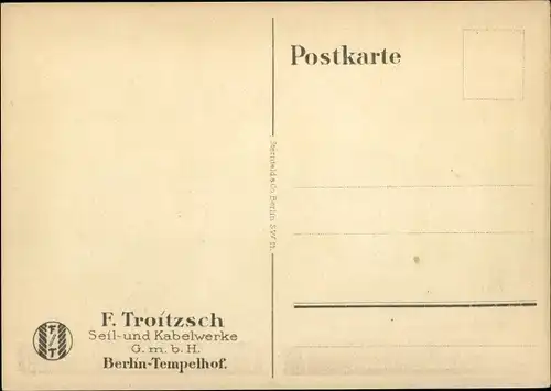 Künstler Ak Lüdke, E., Berlin Tempelhof, Seil- und Kabelwerke F. Troitzsch, Kulisse, Vorhang, Bühne