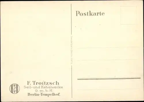 Künstler Ak Lüdke, E., Berlin Tempelhof, Seil- und Kabelwerke F. Troitzsch, Autopanne, Kuh