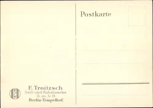 Künstler Ak Lüdke, E., Berlin Tempelhof, Seil- und Kabelwerke F. Troitzsch, Autopanne, Kuh