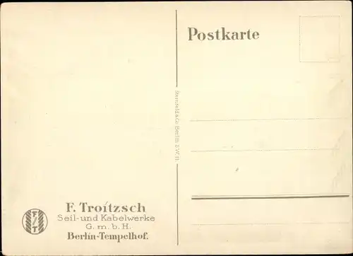 Künstler Ak Lüdke, E., Berlin Tempelhof, Seil- und Kabelwerke F. Troitzsch, Eimerkettenbagger