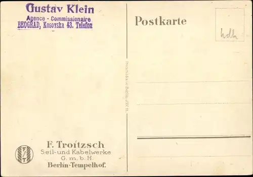 Künstler Ak Lüdke, E., Berlin Tempelhof, Seil- und Kabelwerke F. Troitzsch, Kohlengreifer