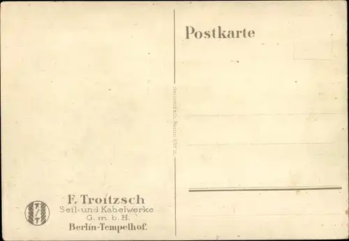 Künstler Ak Lüdke, E., Berlin Tempelhof, Seil- und Kabelwerke F. Troitzsch, Freundschaft