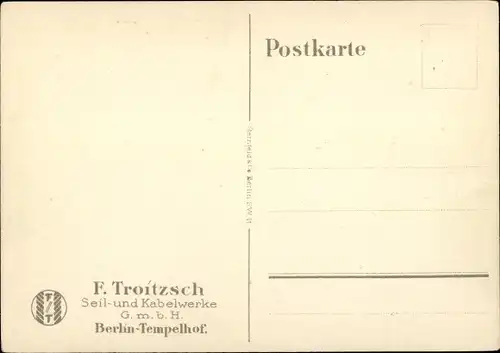 Künstler Ak Lüdke, E., Berlin Tempelhof, Seil- und Kabelwerke F. Troitzsch, Gasometer