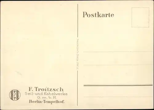 Künstler Ak Lüdke, E., Berlin Tempelhof, Seil- und Kabelwerke F. Troitzsch, Hausbau