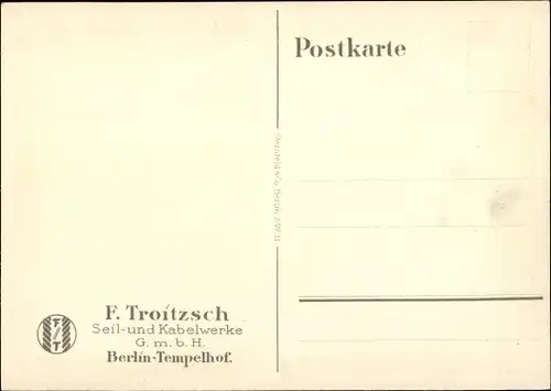 Künstler Ak Lüdke, E., Berlin Tempelhof, Seil- und Kabelwerke F. Troitzsch, Kran, Transmission