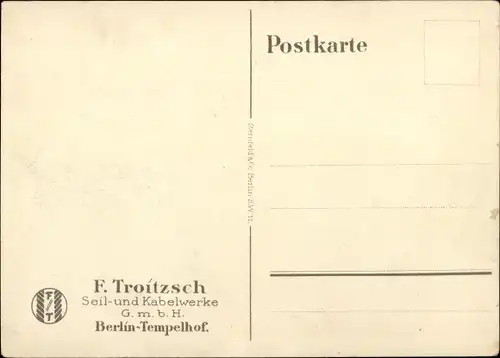 Künstler Ak Lüdke, E., Berlin Tempelhof, Seil- und Kabelwerke F. Troitzsch, Eimerkettenbagger