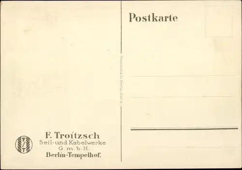 Künstler Ak Lüdke, E., Berlin Tempelhof, Seil- und Kabelwerke F. Troitzsch, Bergmann