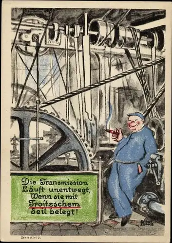 Künstler Ak Lüdke, E., Berlin Tempelhof, Seil- und Kabelwerke F. Troitzsch, Transmission