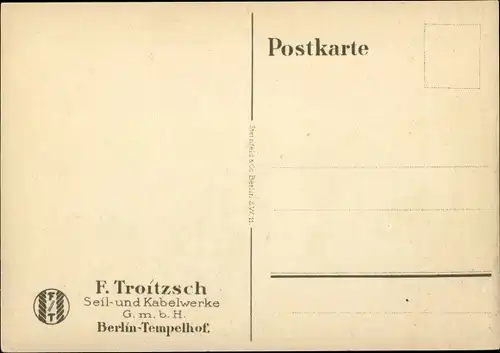 Künstler Ak Lüdke, E., Berlin Tempelhof, Seil- und Kabelwerke F. Troitzsch, Dampfer, Sturm