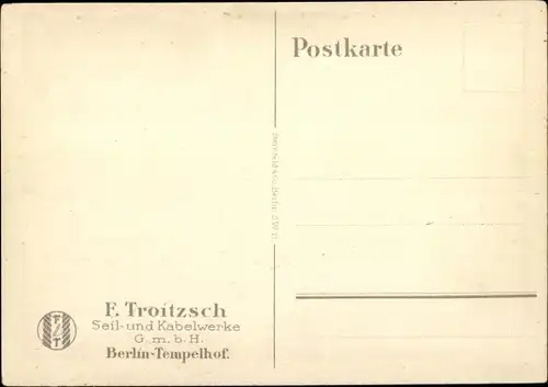 Künstler Ak Lüdke, E., Berlin Tempelhof, Seil- und Kabelwerke F. Troitzsch, Eisenbahn, Signale