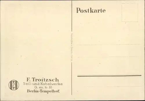 Künstler Ak Lüdke, E., Berlin Tempelhof, Seil- und Kabelwerke F. Troitzsch, Kohlegreifer