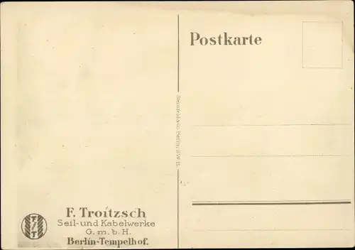 Künstler Ak Lüdke, E., Berlin Tempelhof, Seil- und Kabelwerke F. Troitzsch, Bohrturm