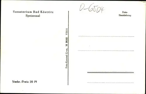 Ak Bad Köstritz in Thüringen, Sanatorium, Speisesaal