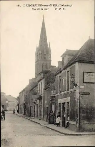 Ak Langrune sur Mer Calvados, Rue de la Mer, Restaurant