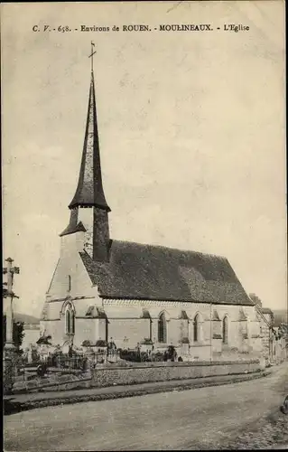 Ak Moulineaux Seine Maritime, Eglise
