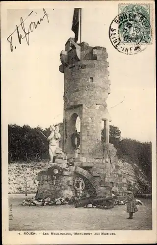 Ak Moulineaux Seine Maritime, Monument aux Mobiles