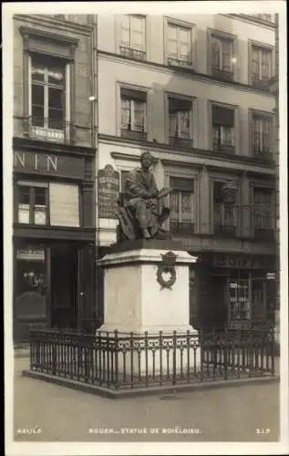 Ak Rouen Seine Maritime, Statue de Boieldieu