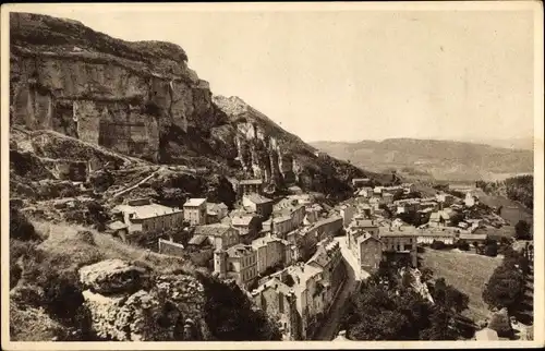 Ak Roquefort Aveyron, Vue prise de la Roche Percee