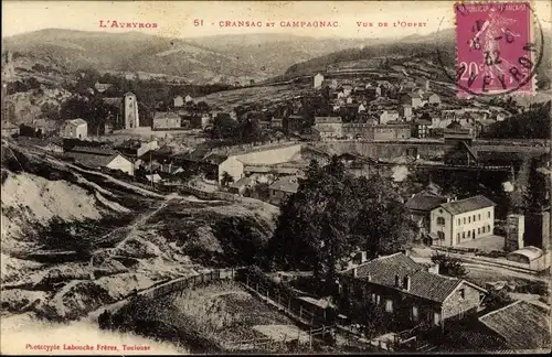 Ak Cransac Campagnac Aveyron, Vue de l'Ouest