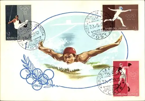 Ak Olympische Spiele in Rom, 1960, Schwimmen