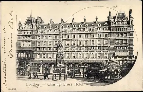 Ak London City England, Charing Cross Hotel