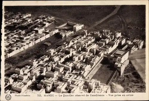 Ak Casablanca Marokko, Le Quartier reserve, Vue prise en avion