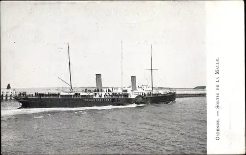 Ak Ostende Westflandern, Sortie de la Malle, Fährschiff