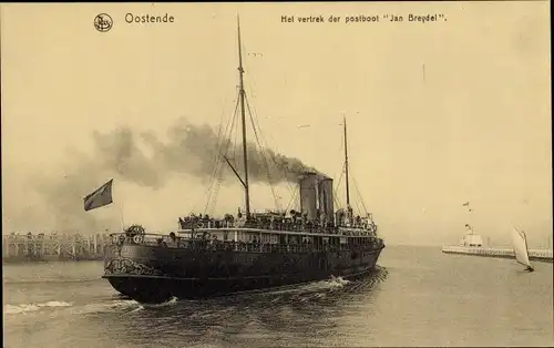 Ak Ostende Westflandern, Maalboot Jan Breydel, Hafenausfahrt