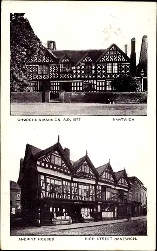 Ak Nantwich Cheshire England, Churche's Mansion, Ancient Houses, High Street