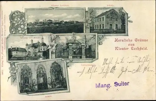 Ak Klosterlechfeld in Schwaben, Kirche, Kloster, Schule, Calvarienberg, Altare