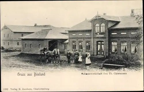 Ak Boxlund Viöl in Nordfriesland, Partie am Gasthof, Kutsche