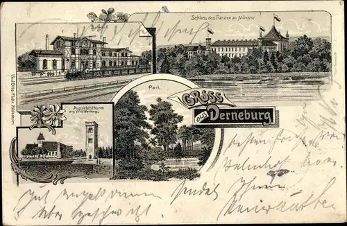 Litho Derneburg Holle, Schloss, Bahnhof, Park, Aussichtsturm