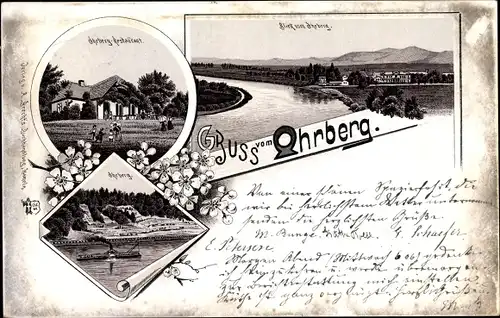 Litho Ohrberg bei Hameln in Niedersachsen, Teilansicht, Restaurant