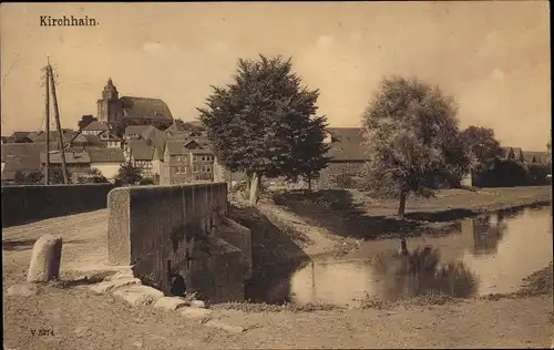 Ak Kirchhain in Hessen, Teilansicht mit Kirche, Brücke