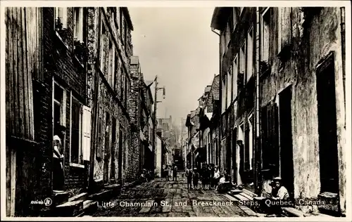 Ak Québec Kanada, Little Champlain Street, Breackneck Steps