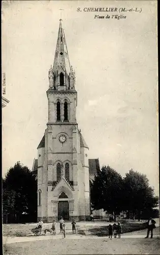 Ak Chemellier Maine et Loire, Place de l'eglise