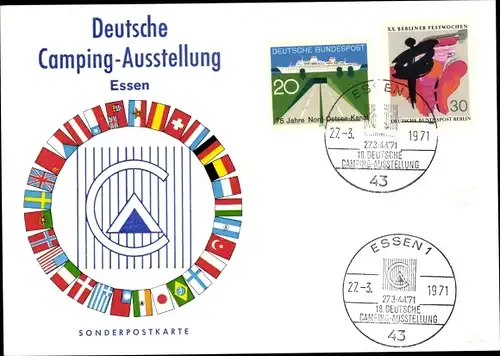 Ak Essen im Ruhrgebiet, Deutsche Camping Ausstellung 1971, Sonderstempel