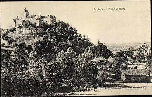 Ak Hohenaschau Aschau im Chiemgau Oberbayern, Blick auf den Ort mit Schloss