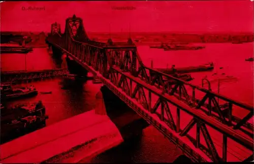 Ak Ruhrort Duisburg im Ruhrgebiet, Rheinbrücke